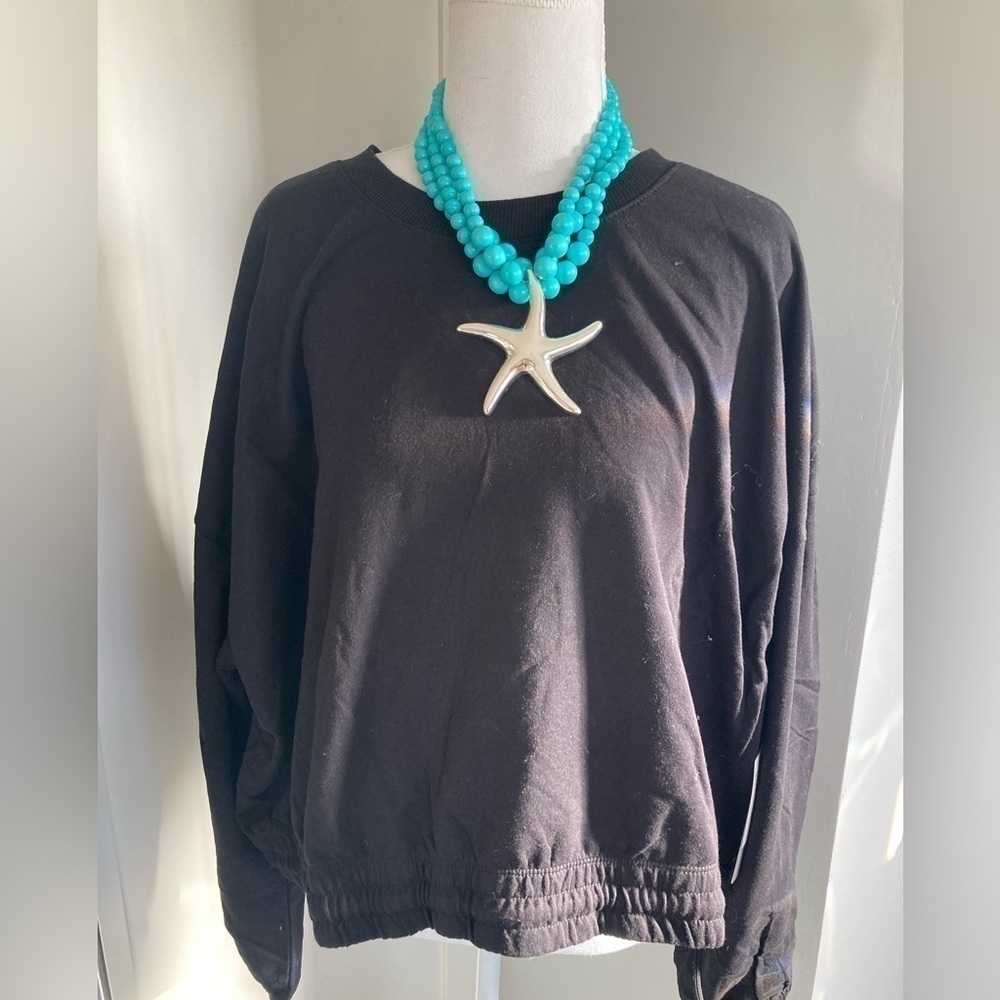 ZELLA new Nordstrom rack crop top . Size 2x , black. Side waist pull string.